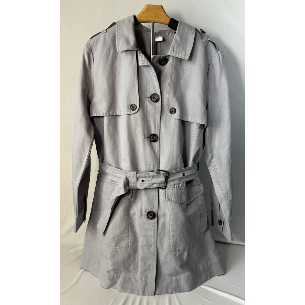 Cabi 5296 Tanner Trench Coat Grey Blue Large Preppy Academia